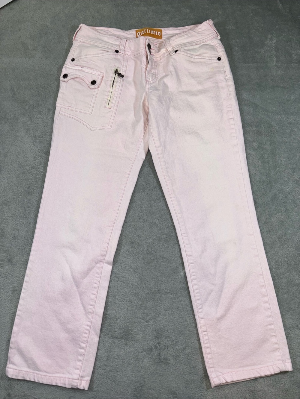 Vintage Galliano Pink Denim Cargo Pants - Made in Italy (Y2K Low Rise)